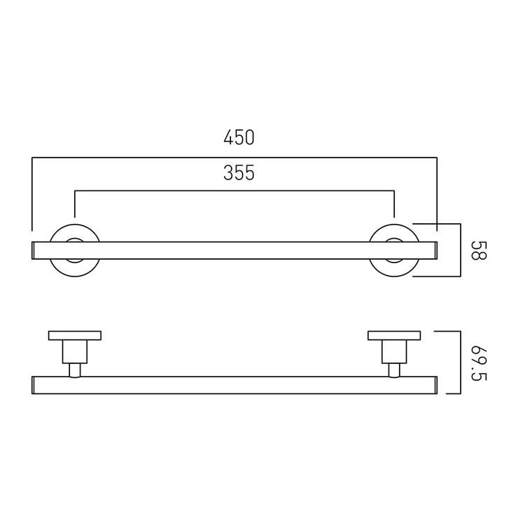 Vado Elements 450 Chrome Towel Rail Sanctuary Bathrooms