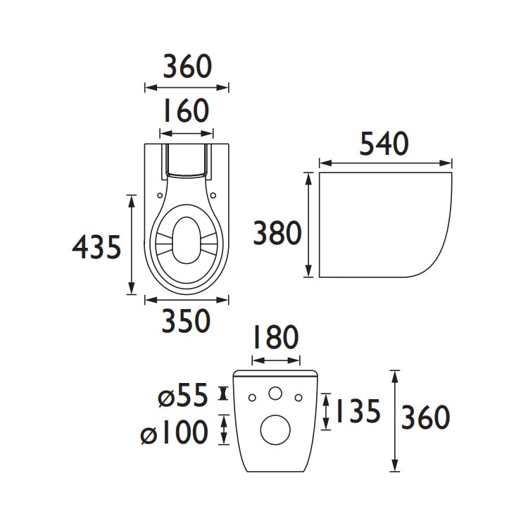 Heritage Stamford Rimless Close Coupled Toilet, Cistern & Seat