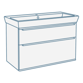 iconography image of wall hung vanity unit/wall mounted floating vanity unit