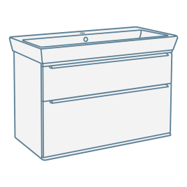 iconography image of wall hung vanity unit/wall mounted floating vanity unit