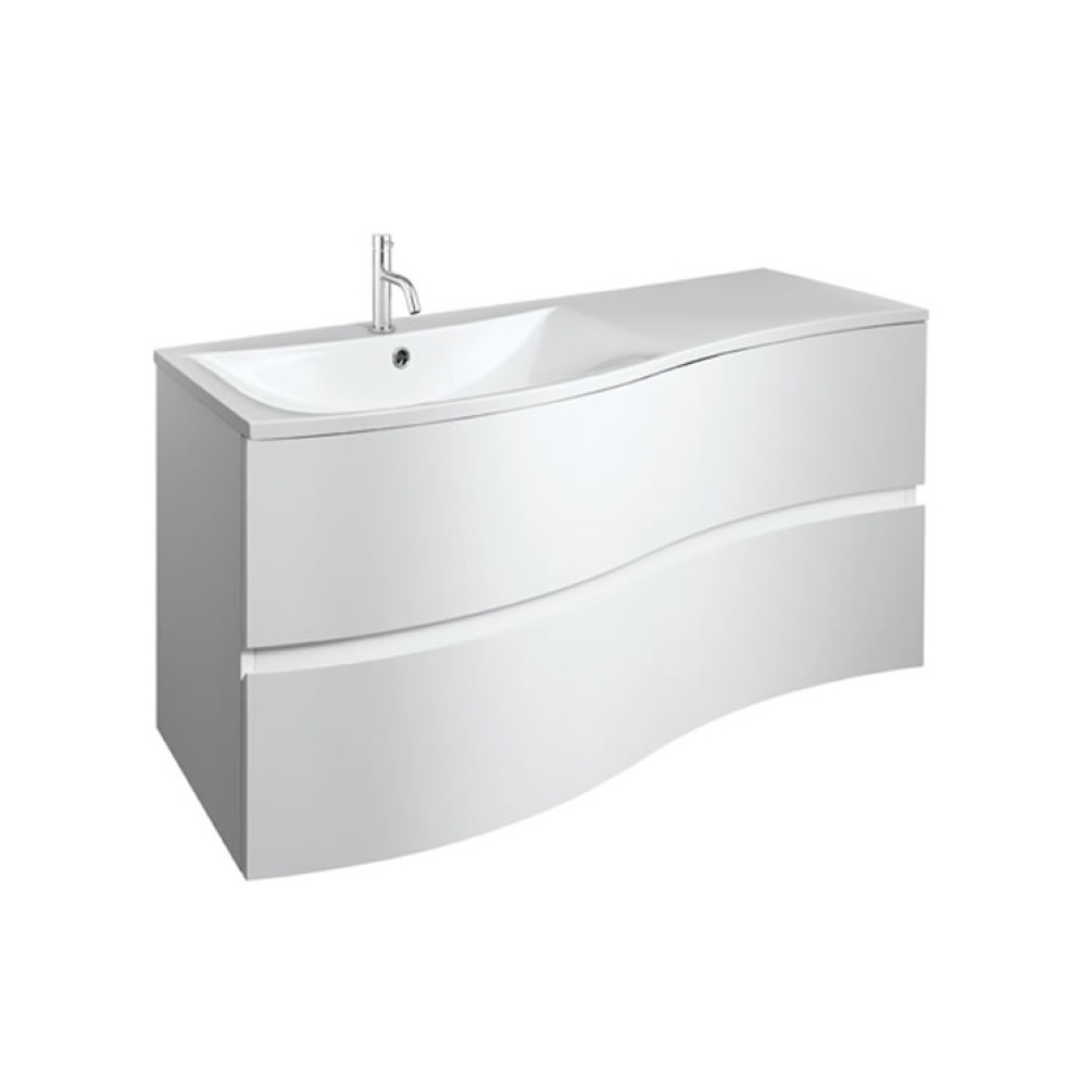 Cutout image of Crosswater Svelte 1000 White Gloss Wall-Hung Vanity Unit & Cast Mineral Basin