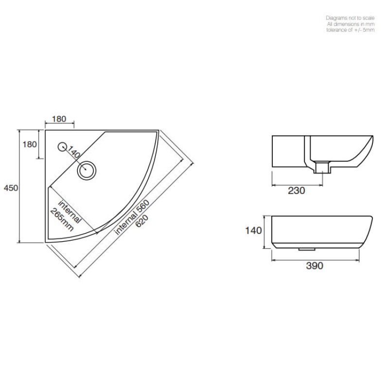 Roper Rhodes Zest 450mm Corner Basin Basins Sanctuary Bathrooms