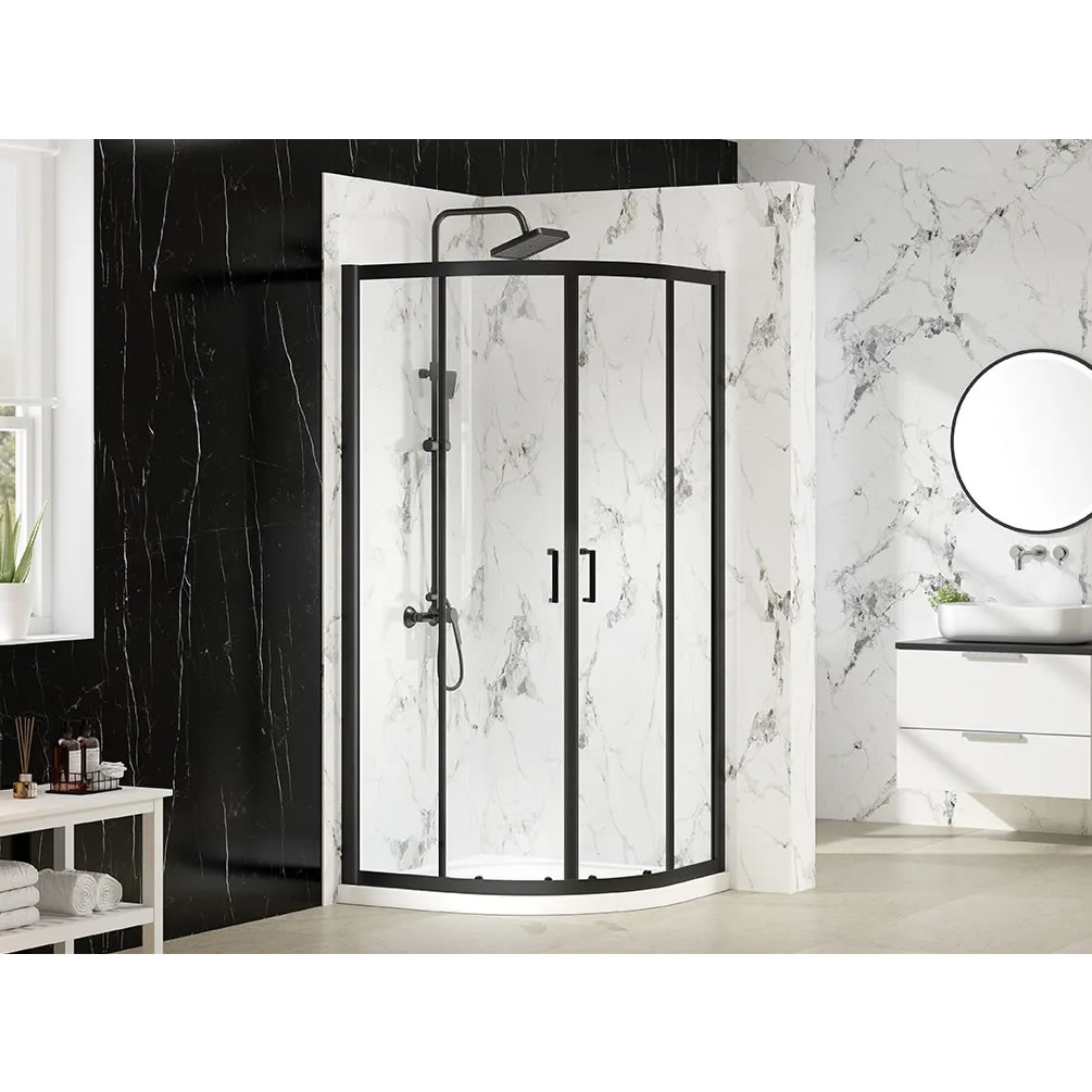 Lifestyle image of Merlyn Mbox 900mm Matt Black 2-Door Shower Quadrant