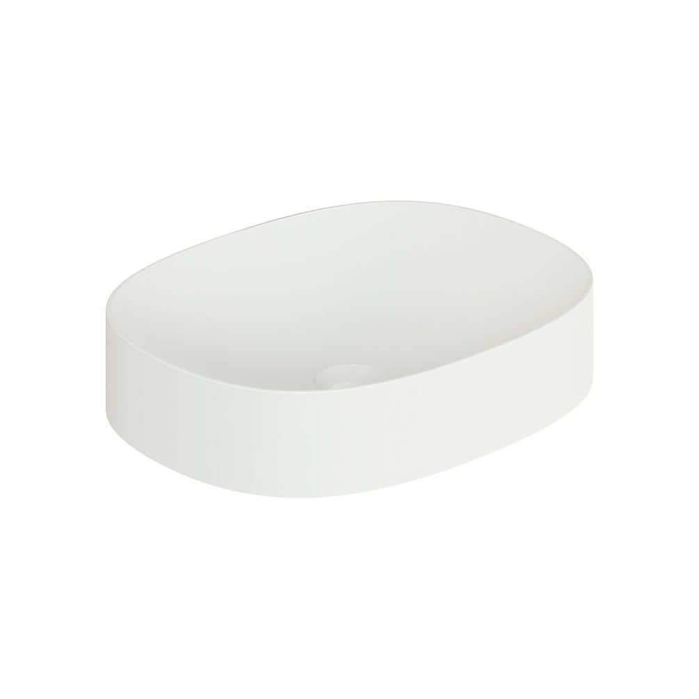 Vado Cameo Arctic White Mineral Cast Oval Countertop Basin