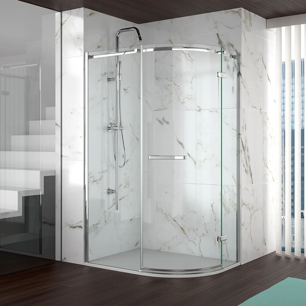 Lifestyle image of Merlyn 8 Series Frameless 1200 x 900mm Offset Shower Quadrant