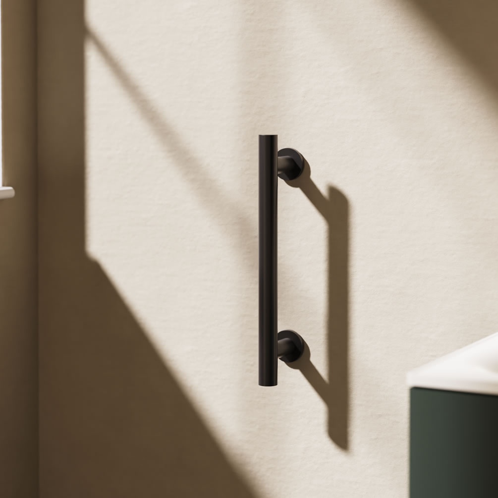 Lifestyle image of Crosswater Matt Black 400mm Grab Bar
