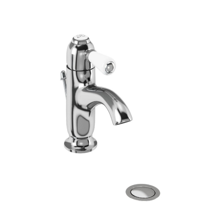 Product Cut out image of the Burlington Chelsea Curved Basin Mixer with Pop Up Waste