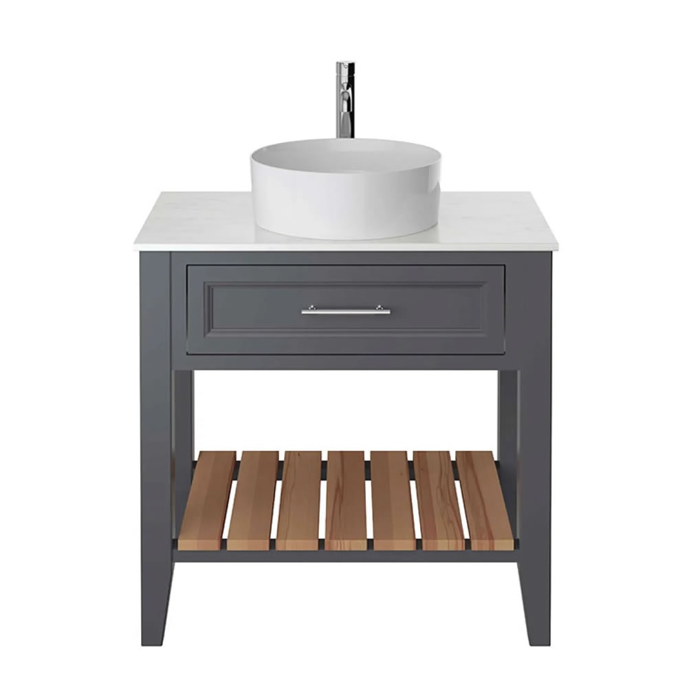 Heritage Broughton Graphite 800mm Washstand With White Marble Worktop