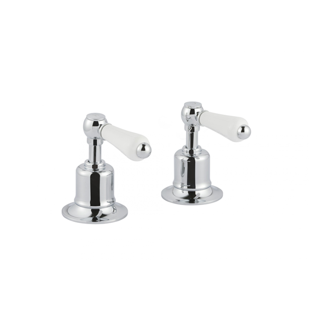 Photo of JTP Grosvenor Lever Chrome Deck Mounted Panel Valves Cutout - White Levers