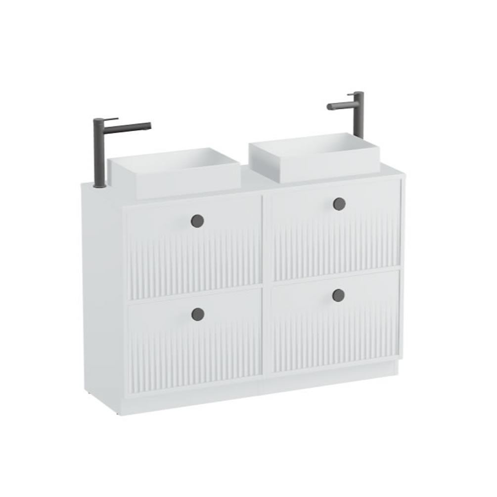Vado Safari Fluted 1200mm Arctic White Floorstanding Vanity Unit & Worktop