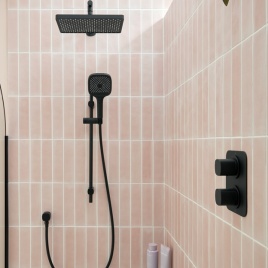 category image for vado cameo showers in matt black with cameo shower valve, riser rail kit & head and arm
