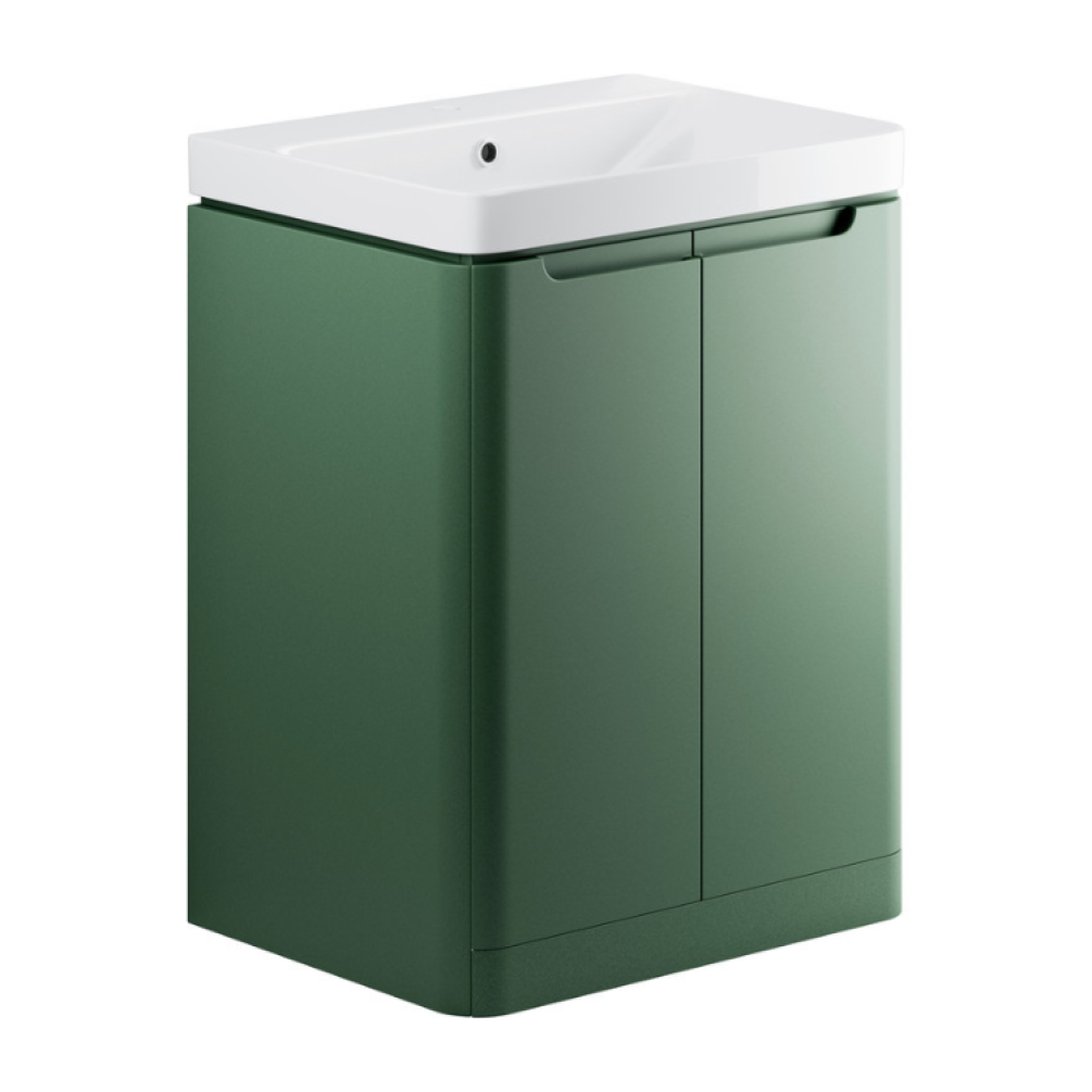 Apex Matt Sage Green 2 Door Floorstanding Vanity Unit & Basin
