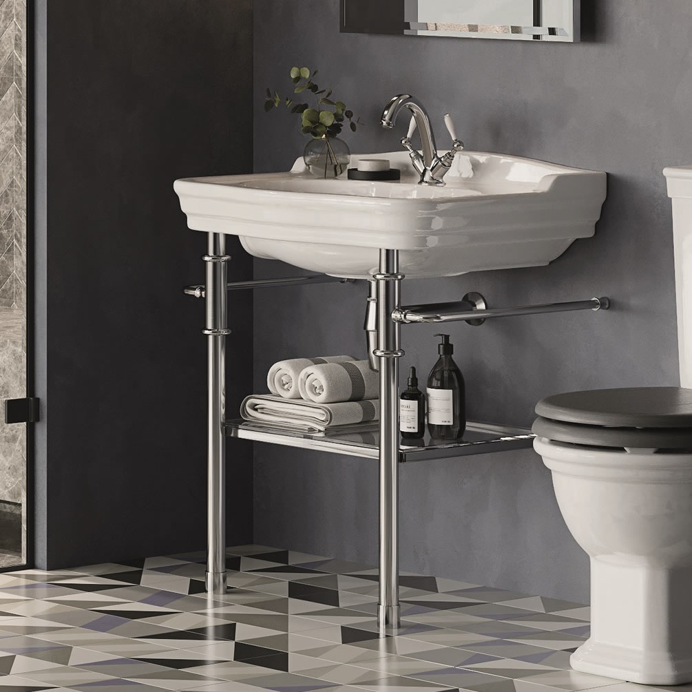 Imperial Regent 700mm Basin With Charlotte Chrome Wash Stand - Lifestyle