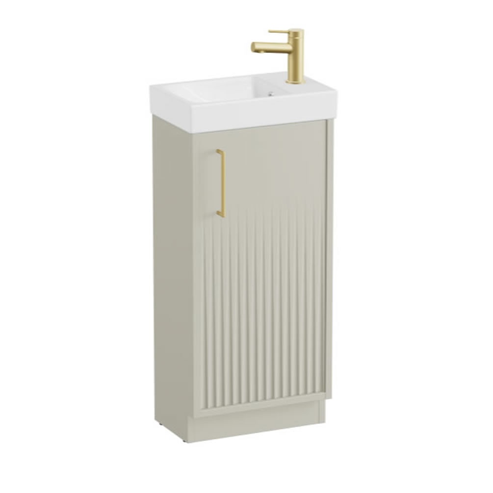 ado Safari Fluted 400mm Cashmere Floor Mounted Cloakroom Vanity Unit & Basin