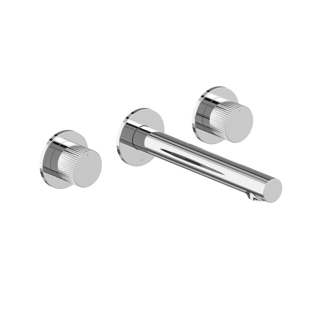 Vado Safari Leverless Fluted Chrome 3 Tap Hole Wall Mounted Basin Mixer