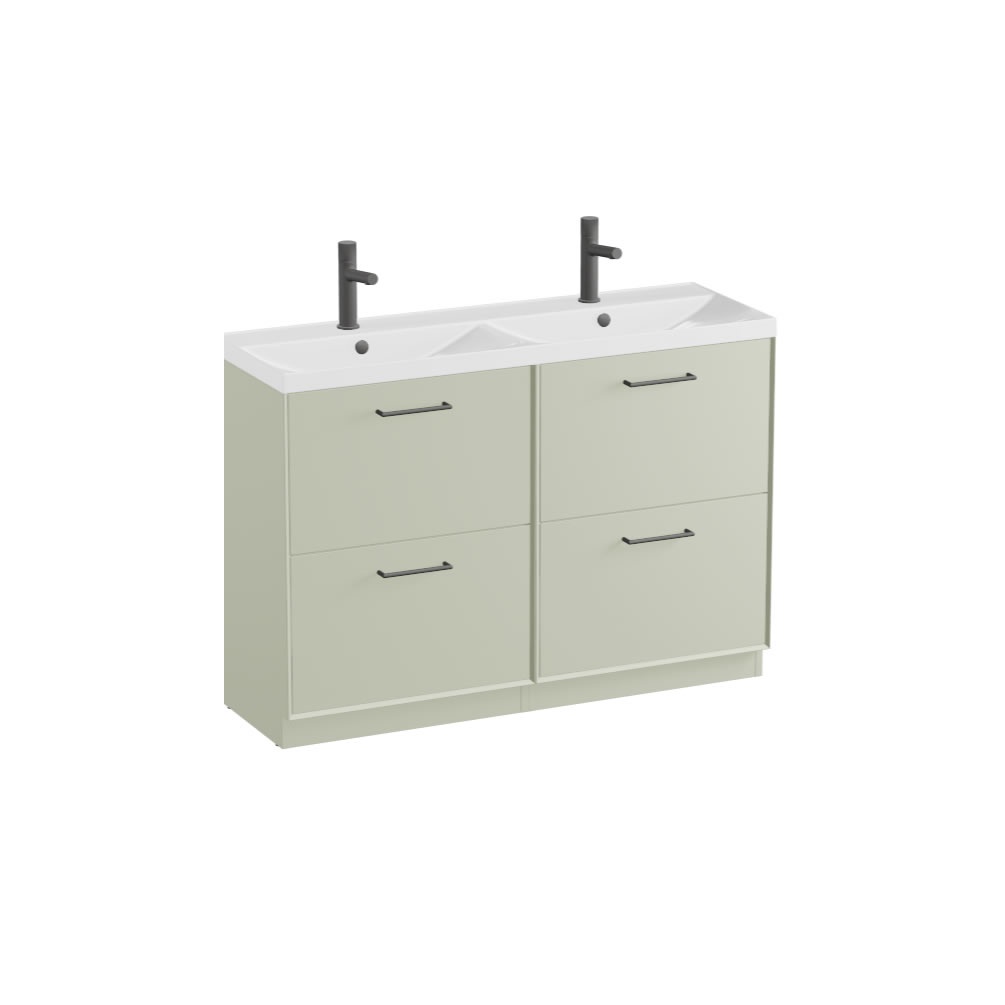 Vado Safari Smooth 1200mm Sage Green Floor Mounted Vanity Unit & Gloss White Basin