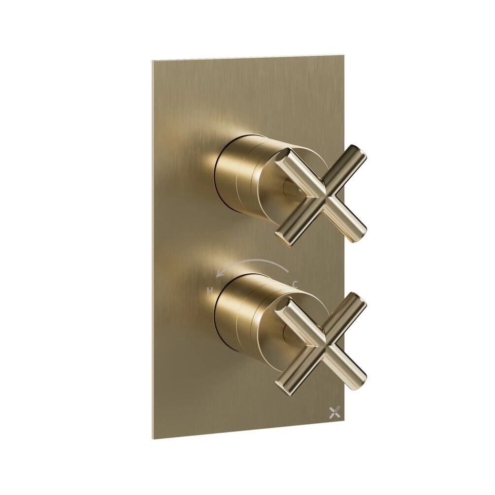 Crosswater MPRO Crosshead Brushed Brass 2 Outlet 2 Handle Shower Valve