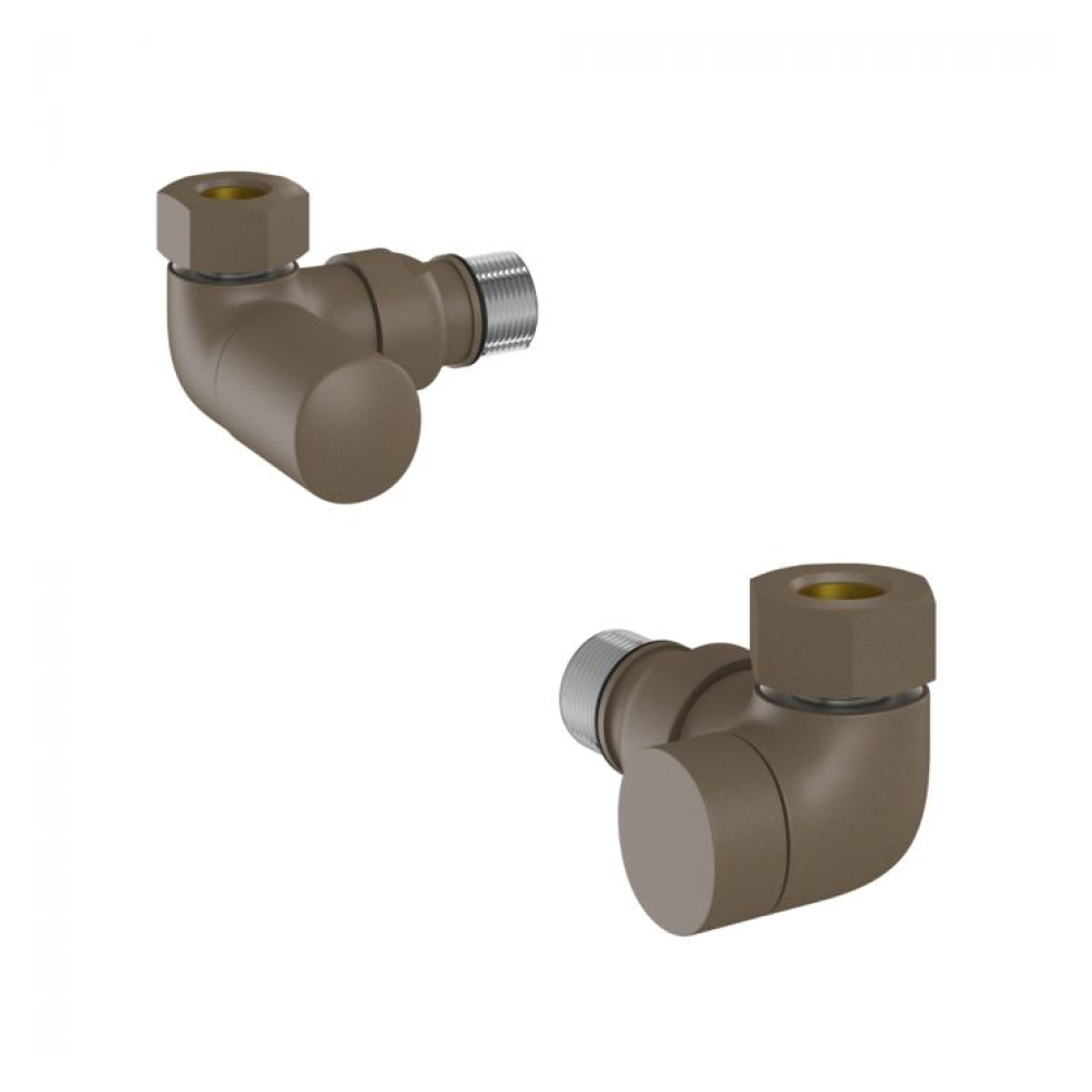 Photo of Tissino Mere Hugo2 Double Angled Radiator Valves (Pair) in Arabica