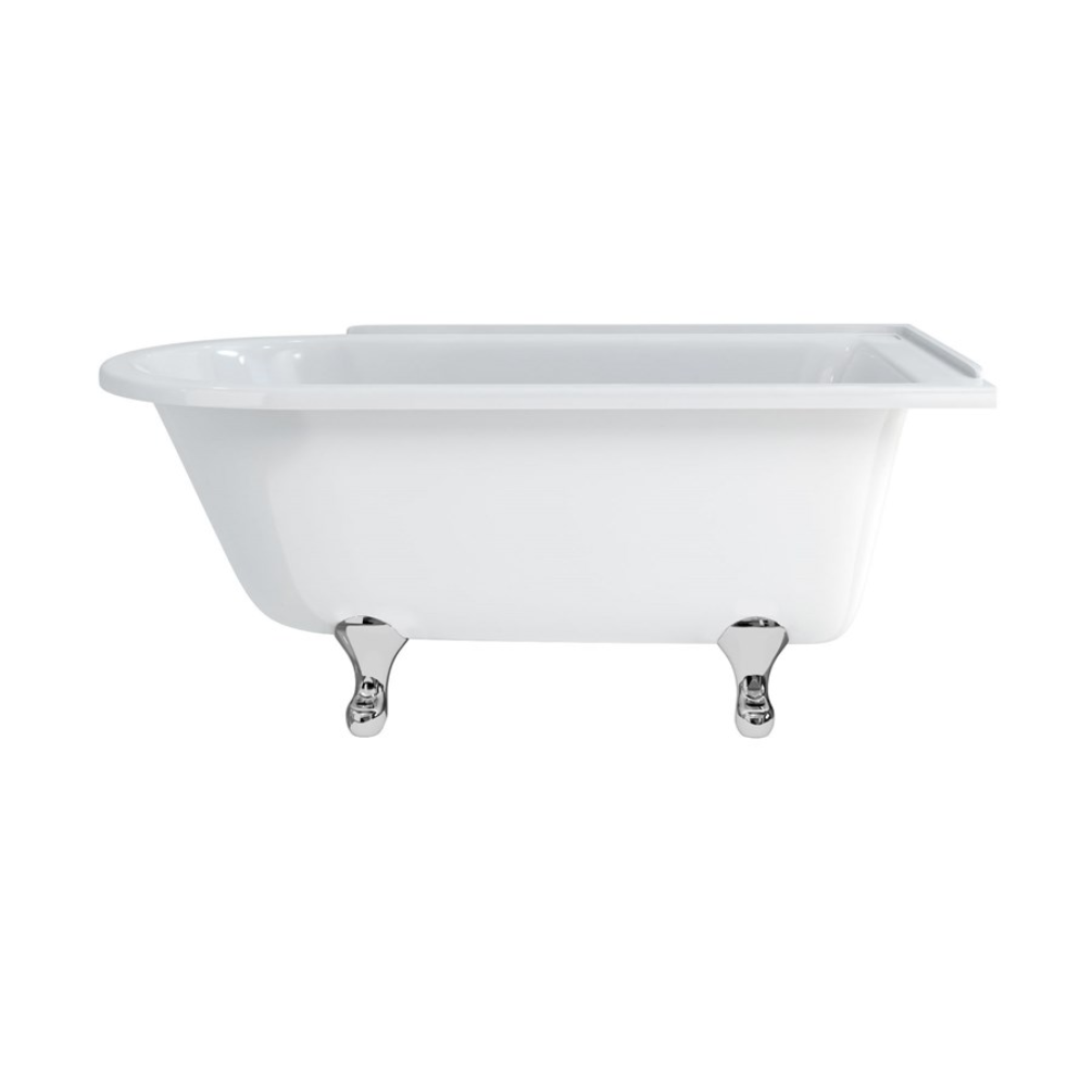product cut out image of burlington hampton 1500 right hand shower bath with chrome standard classical feet