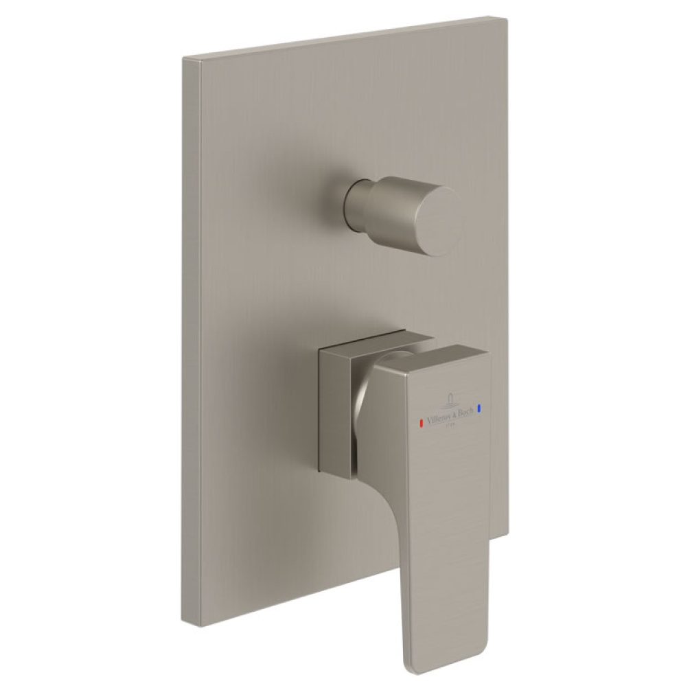 Cutout image of Villeroy & Boch Architectura Square Matt Brushed Nickel Dual Outlet Valve