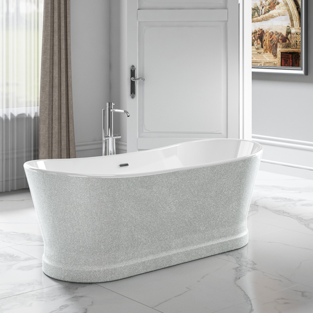 Lifestyle Photo of Charlotte Edwards Jupiter Sparkling Silver 1700mm Freestanding Bath