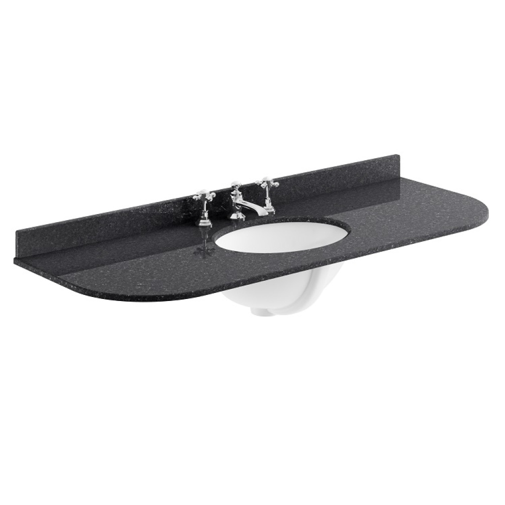 Product cut out image of BAYC242 Bayswater 1200mm Single Bowl with Radius 3 Tap Hole Marble Black