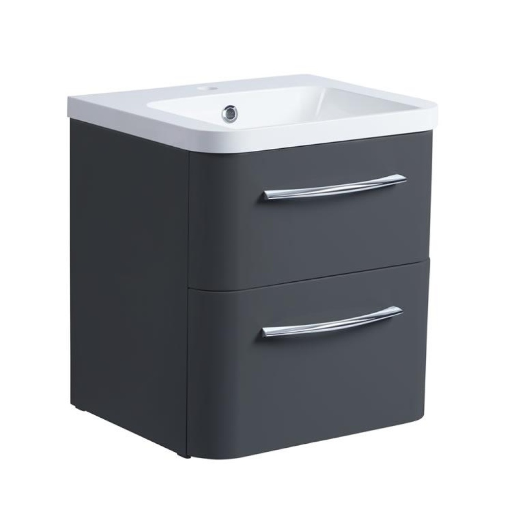 Roper Rhodes System 500mm Gloss Dark Clay Wall Mounted Vanity Unit and Basin Image 1