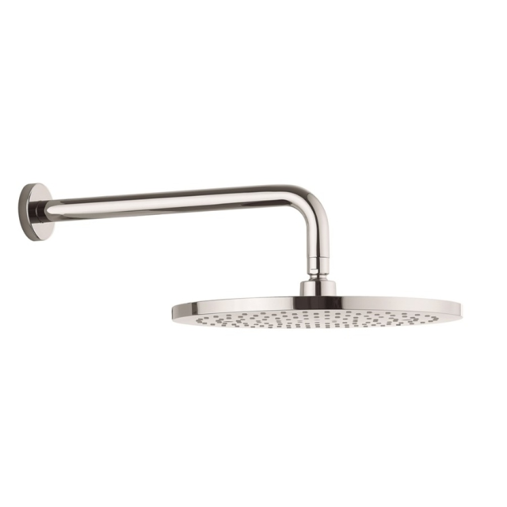 Product Cut out image of the Crosswater Central 300mm Easy Clean Shower Head mounted via a wall shower arm