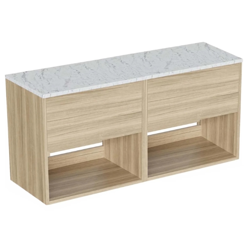 Cut out image of the Britton Hackney Cherry Wood 1200mm Double Wall Hung Vanity Unit & Worktop