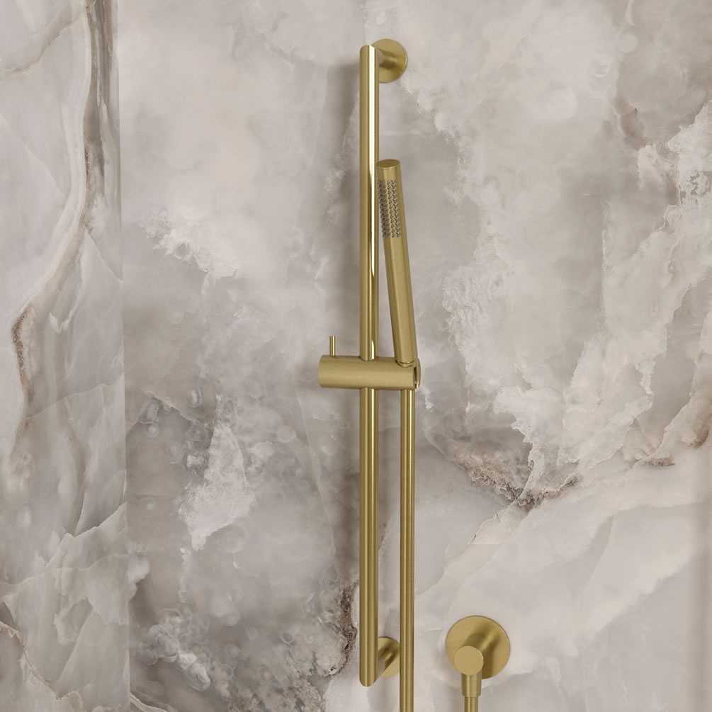 Lifestyle image of Crosswater 3ONE6 316 Brushed Brass Sliding Rail Kit