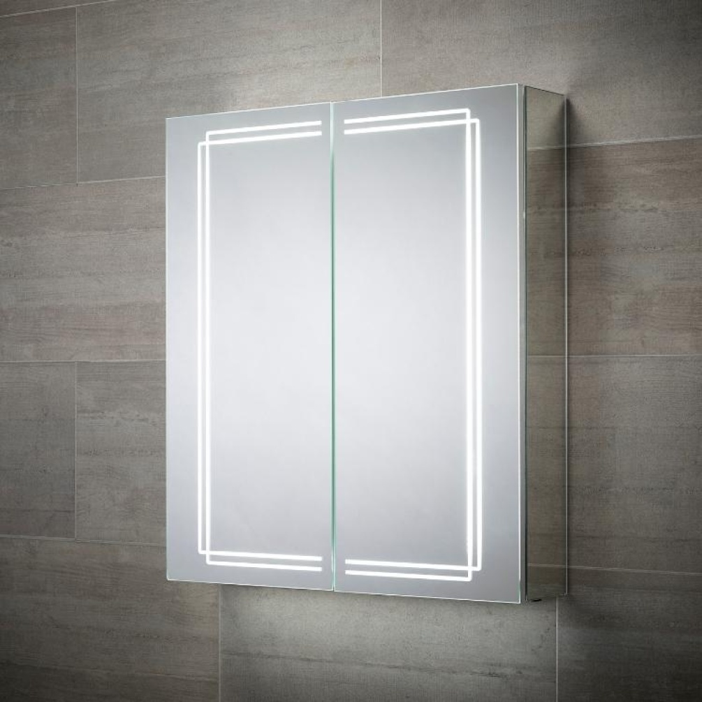 Close up product image of closed Sensio Harlow Double Door LED Mirror Cabinet SE31394C0