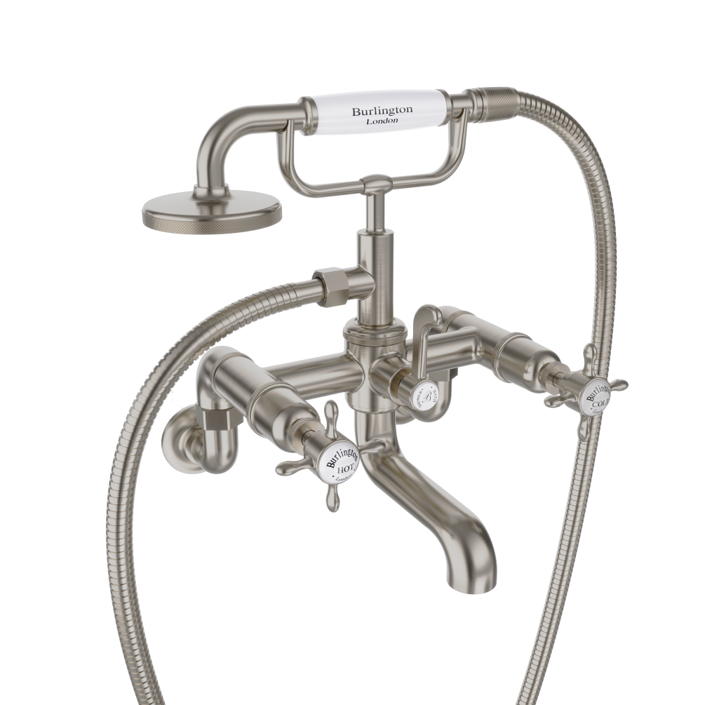 Cut out image of Burlington Guild Wall Mounted Nickel Bath Shower Mixer