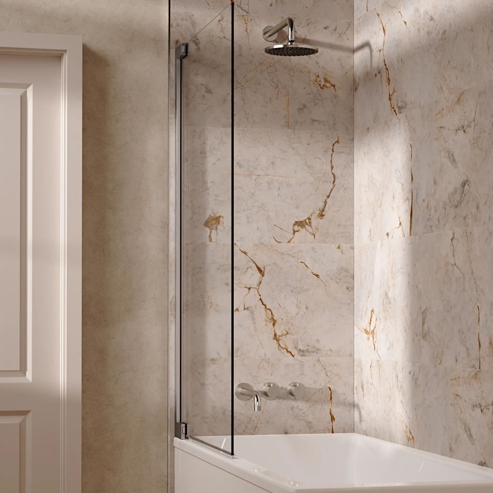 Lifestyle image of Crosswater Module Brushed Nickel Dual Outlet Rainfall Shower Bath Set