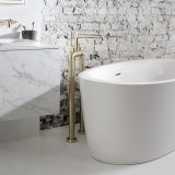 Photo Of Crosswater Union Brushed Brass Freestanding Lever Bath Filler & Shower Kit With Bath