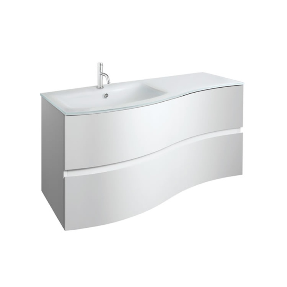 Cutout image of Crosswater Svelte 1000 White Gloss Wall-Hung Vanity Unit & Ice White Basin