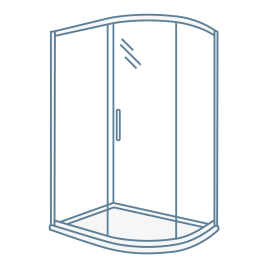 iconography image of an offset quadrant shaped shower enclosure