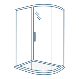 iconography image of an offset quadrant shaped shower enclosure