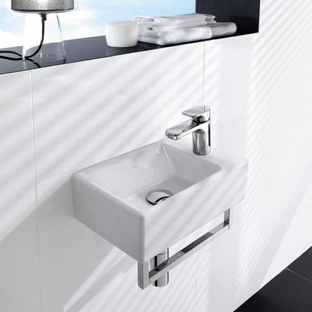Lifestyle image of Villeroy & Boch Memento Cloakroom Basin & Towel Rail Set