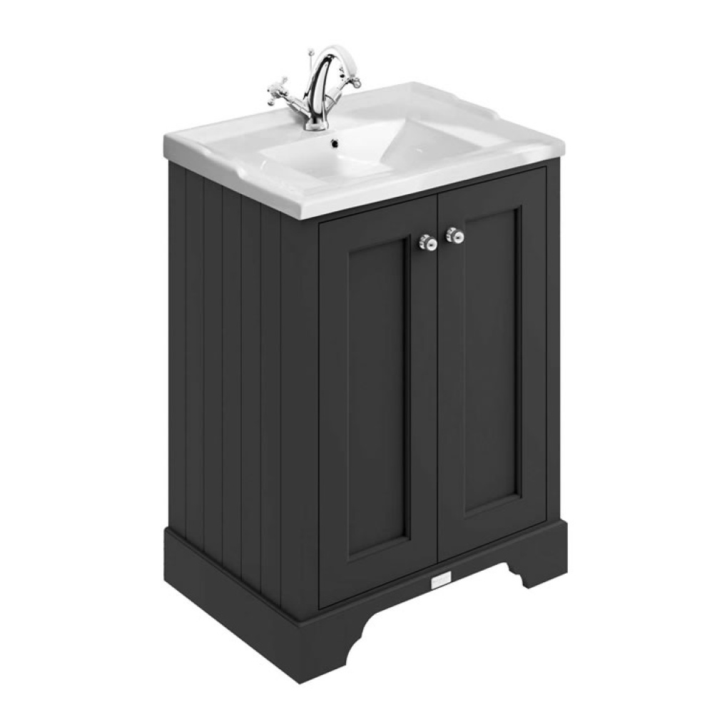 Bayswater 600mm Matt Black 2 Door Floorstanding Vanity Unit