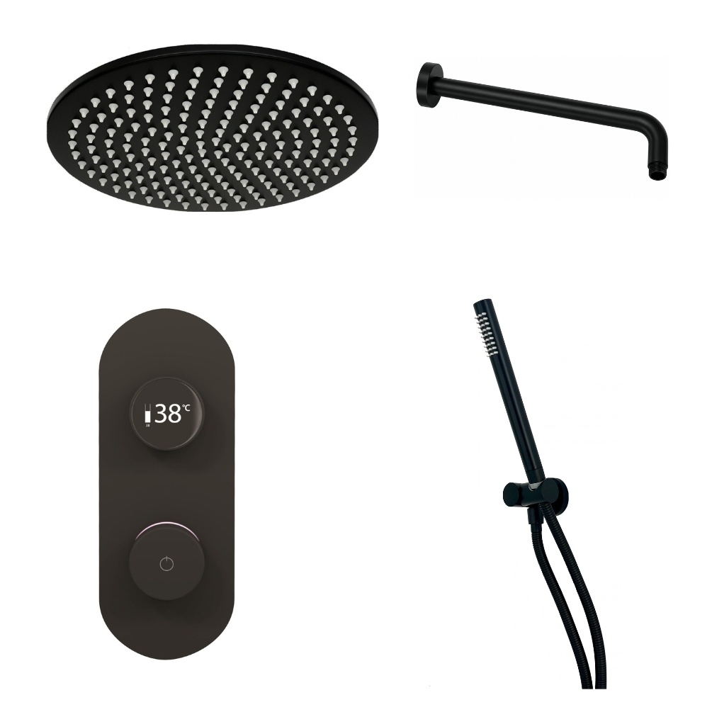 Ted Togo Matt Black Oval Valve Wall Ram Cut Out