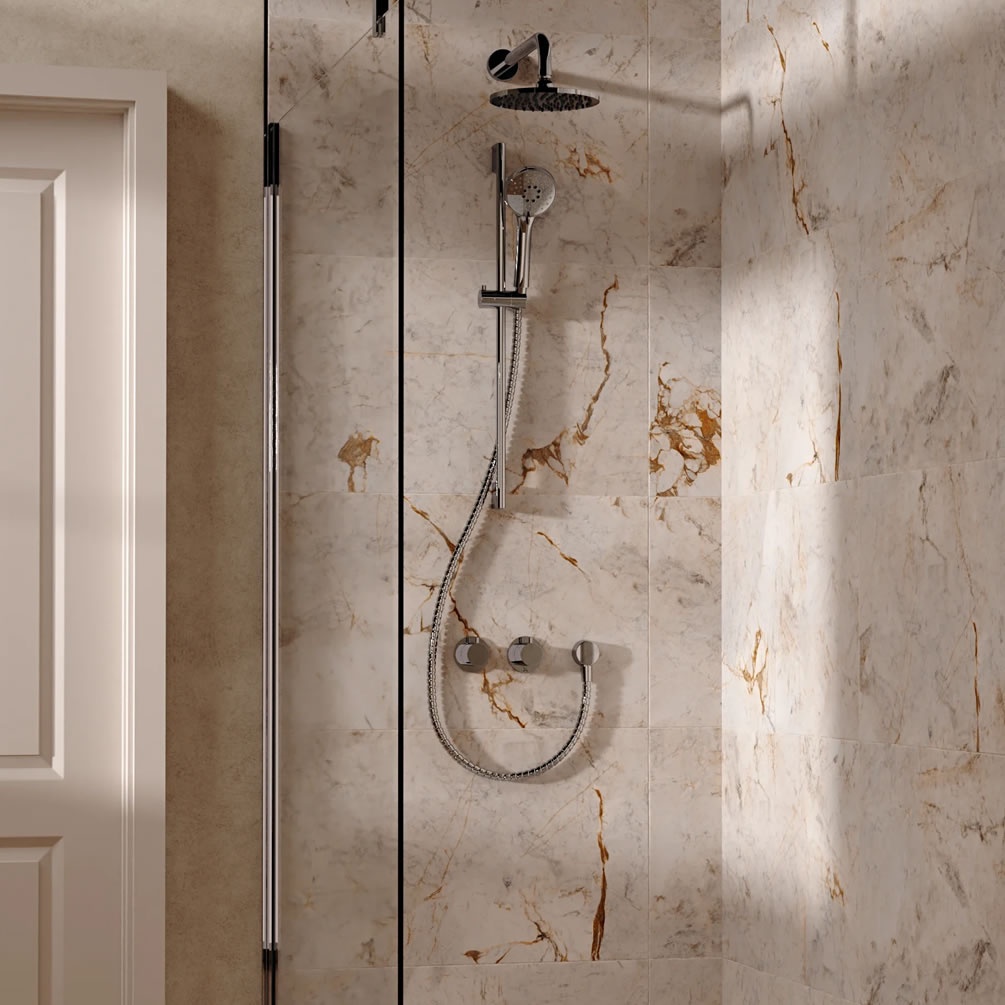 Lifestyle image of Crosswater Module Chrome Dual Outlet Slide Rail Shower Set