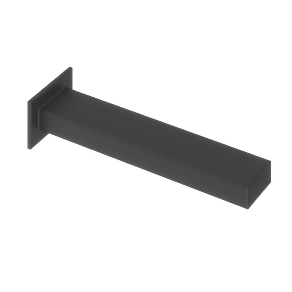 Product Cut out image of the Abacus Plan Matt Black Wall Mounted Bath Spout