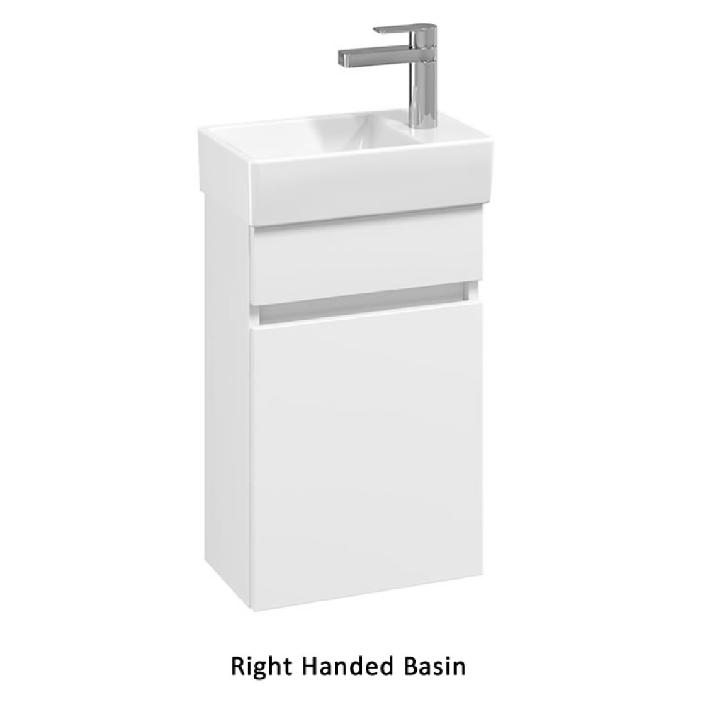 Cutout image of Villeroy & Boch Arto Satin White Cloakroom Vanity Unit & Basin Right-Handed Basin