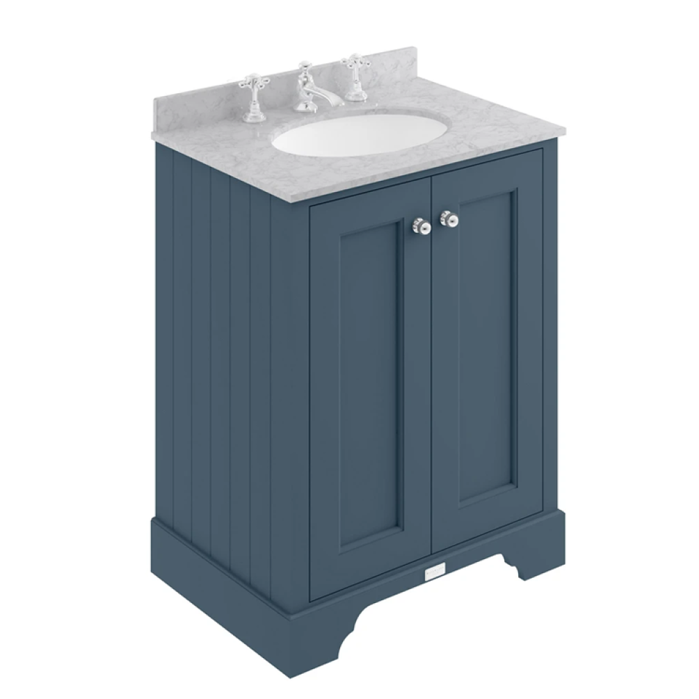 Photo of Bayswater Stiffkey Blue 600mm 2 Door Vanity Unit & Grey Worktop