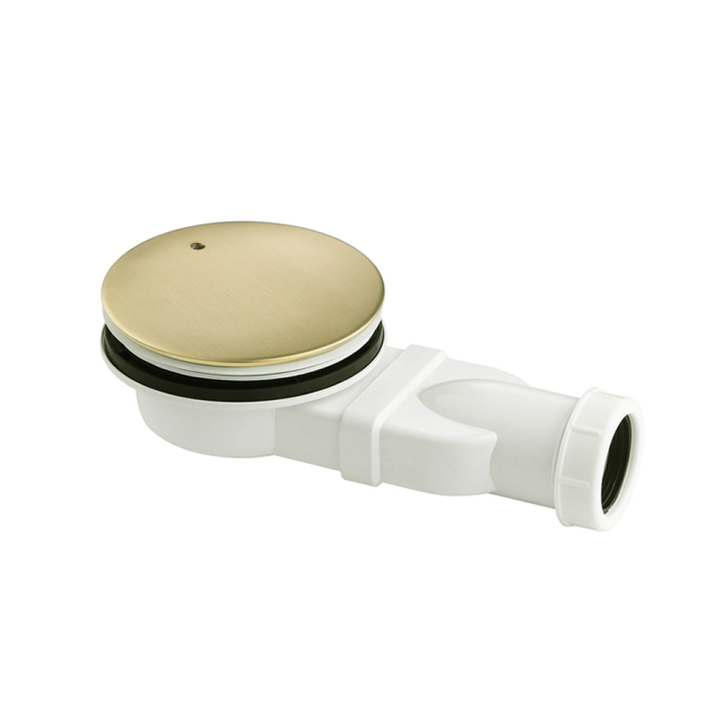 Product Cut out image of the JTP Vos Brushed Brass Slim Shower Waste