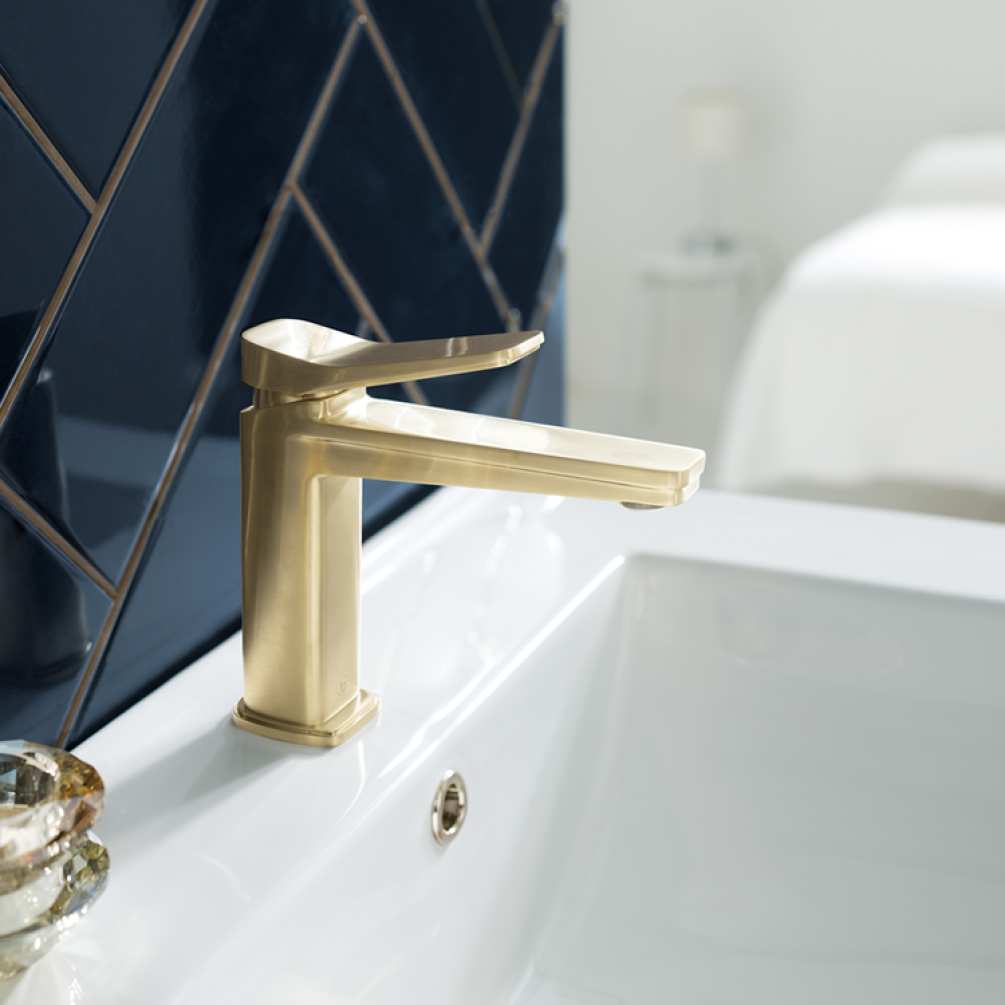 Lifestyle Photo of JTP Hix Brushed Brass Single Lever Basin Mixer