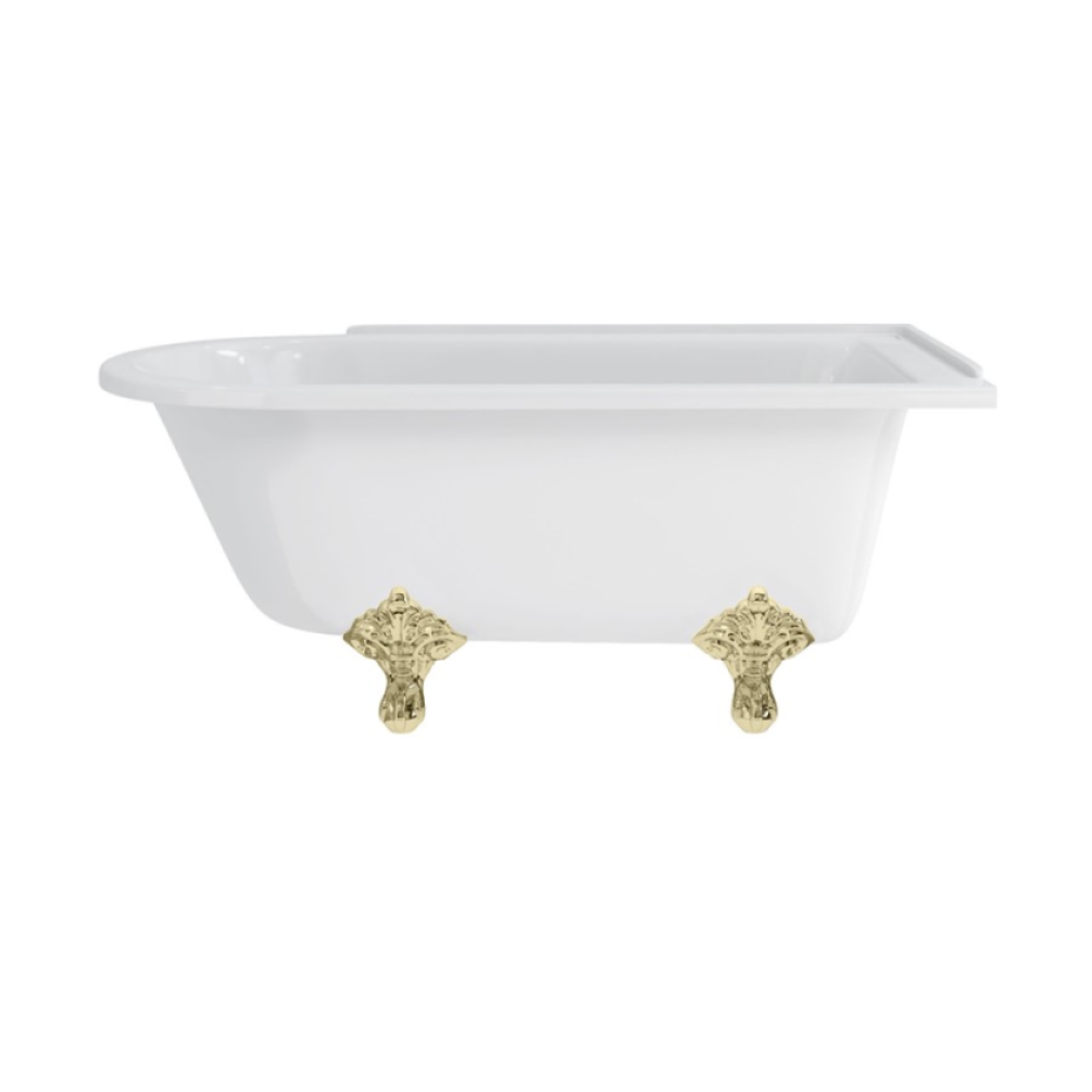 Burlington Hampton 1700mm Right Hand Shower Bath With Gold Traditional Feet