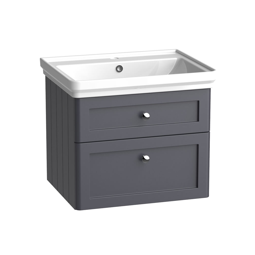 Tavistock Marston 600mm Matt Dark Grey Wall Mounted Vanity Unit & Basin