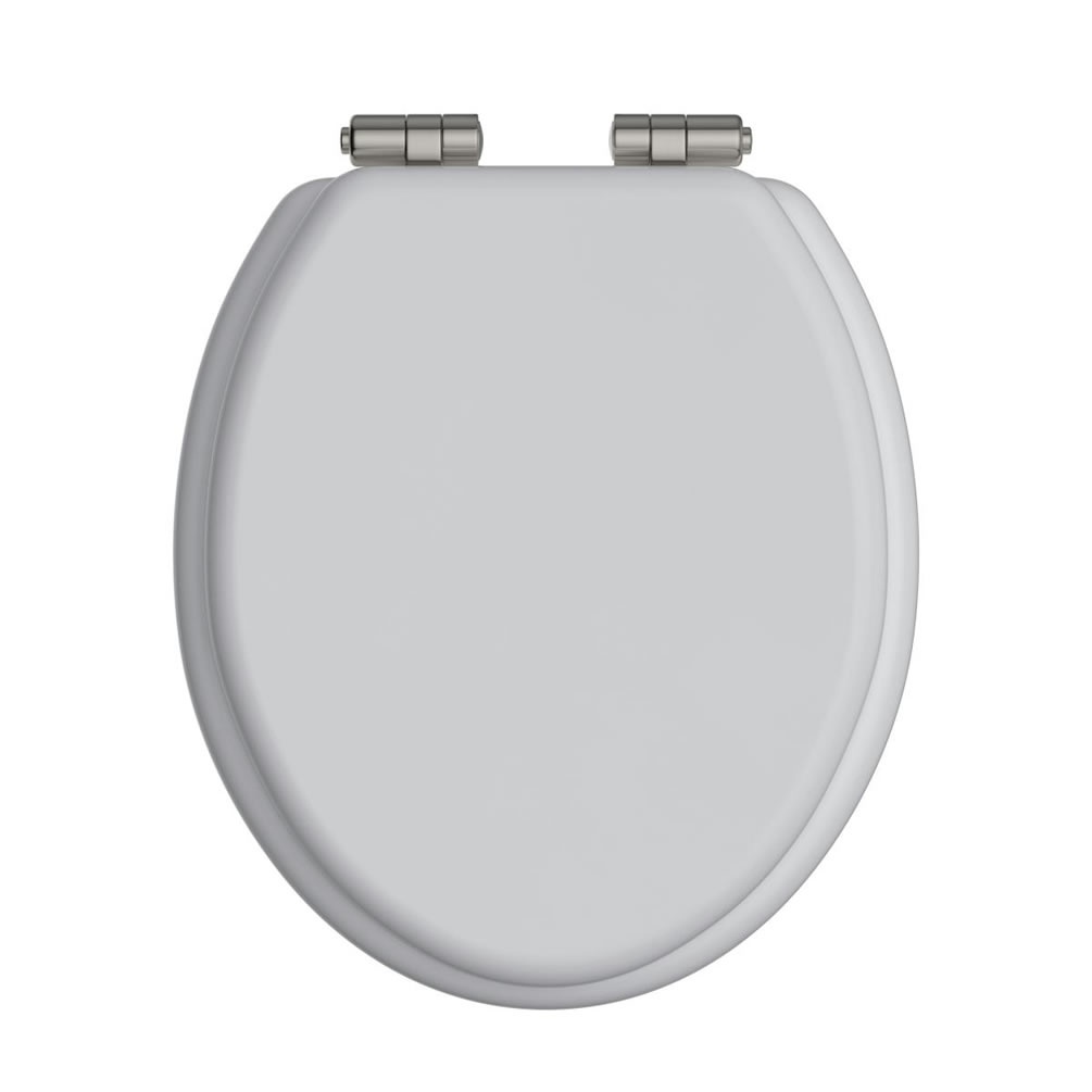 Heritage White Gloss Soft Close WC Seat With Brushed Nickel Hinges