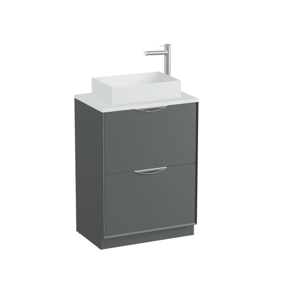 Vado Safari Smooth 600mm Charcoal Grey Floorstanding Vanity Unit & Arctic Worktop